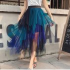 Fashion Irregular Mesh Skirt For Women Summer Fashion Sweet Contrast Color Elegant A-line Mid-length Skirt As shown One size