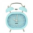 Fashion Oval Cute Twin Double Bell Desk Alarm <span style='color:#F7840C'>Clock</span> with Nightlight Loud Alarm (blue)