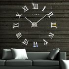 Fashionable Roman Numeral <span style='color:#F7840C'>Wall</span> <span style='color:#F7840C'>Clock</span> DIY <span style='color:#F7840C'>Wall</span> Ornament Home Office Hotel Decoration Gift Silver