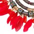 Feather Pendant Multi Layers Tribal Bib Necklace Statement Earring Jewelry SetMPR5