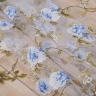 Flower Printing Window Curtain Tulle for Living Room Bedroom Drapes Decor blue_1 meter wide x 2 meters high