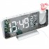Fm Radio Led Digital Smart Projection Alarm Clock Usb Wakeup Clock 180 degree Rotation Time Projection black body blue letter
