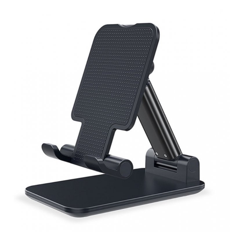 Foldable Phone Stand Metal Cellphone Holder Adjustable Desk Bracket Smartphone Mount Universal for iOS/Android Moble Phone Black