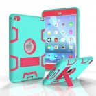 For IPAD MINI 4 PC+ Silicone Hit Color Armor Case Tri-proof Shockproof Dustproof Anti-fall Protective Cover  Mint green + rose red
