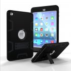 For IPAD MINI 4 PC+ Silicone Hit Color Armor Case Tri-proof Shockproof Dustproof Anti-fall Protective Cover  Black + black