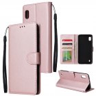 For Samsung A10 Flip-type Leather <span style='color:#F7840C'>Protective</span> <span style='color:#F7840C'>Phone</span> <span style='color:#F7840C'>Case</span> with 3 Card Position Buckle Design <span style='color:#F7840C'>Phone</span> Cover Rose gold