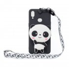 For Samsung A10S A20S TPU Full Protective Cartoon Mobile Phone Cover with Coin Purse+Hanging Lanyard 4 black pandas