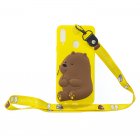 For Samsung A10S A20S TPU Full Protective Cartoon Mobile Phone Cover with Coin Purse+Hanging Lanyard 1 yellow brown bear