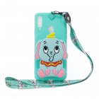 For Samsung A10S A20S TPU Full Protective Cartoon Mobile Phone Cover with Coin Purse+Hanging Lanyard 2 light blue elephant