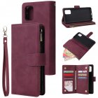 For <span style='color:#F7840C'>Samsung</span> A51 <span style='color:#F7840C'>Case</span> Smartphone Shell Precise Cutouts Zipper Closure Wallet Design Overall Protection <span style='color:#F7840C'>Phone</span> Cover Wine red
