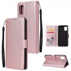For Samsung A51 <span style='color:#F7840C'>Phone</span> <span style='color:#F7840C'>Case</span> PU Leather Shell All-round <span style='color:#F7840C'>Protection</span> Precise Cutout Wallet Design Cellphone Cover Rose gold