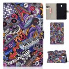 For Samsung T590 Laptop Protective Case Color Painted Smart Stay PU Cover with Front Snap Graffiti
