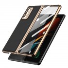 For <span style='color:#F7840C'>Samsung</span> Z Fold2 Mobile <span style='color:#F7840C'>Phone</span> Cover Pu All-inclusive Anti-drop Leather Folding Tempered Glass Screen Protector Golden