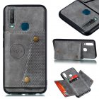 For VIVO Y17 Shockproof Double Buckle Wallet Case Cell Phone Case PU Leather Flip Stand Phone Cover With Card Slots gray