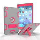 For iPad air2/iPad 6/iPad pro 9.7 2016 PC+ Silicone Hit Color Armor Case Tri-proof Shockproof Dustproof Anti-fall Protective Cover  Gray + rose red