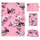 For iPad mini 1/2/3/4/5 Laptop Protective Case Frront Snap Color Painted Smart Stay PU Cover Pink flower