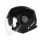 LS2 OF570 Helmet Dual Lens Half Covered Riding Helmet for Women and Men Motorcycle Helmet Casque Bright black XXXL