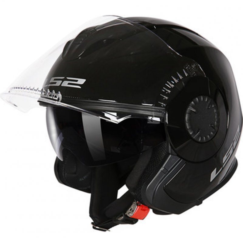 LS2 OF570 Helmet Dual Lens Half Covered Riding Helmet for Women and Men Motorcycle Helmet Casque Sub black XL