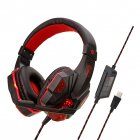 Gaming <span style='color:#F7840C'>Headphone</span> USB5.1 stereo game light headset Folding Headset for Gamer Black red