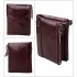 Genuine Cowhide Leather Men Wallets Double Zipper Short Purse Coin Pockets Anti RFID Card Holders Black