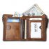 Genuine Cowhide Leather Men Wallets Double Zipper Short Purse Coin Pockets Anti RFID Card Holders gray
