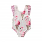 Girls Sleeveless Swimsuit Cute Cartoon Printing Quick Drying One-piece Swimwear For 1-6 Years Old Kids 205003 3-4Y 4T
