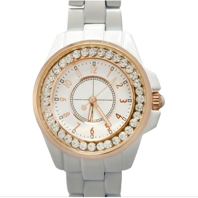 Girls White Analog Diamond Watch