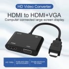 HDMI Converter Metal HDMI to HdKI/VGA/Micor Power Supply/3.5mm 4K HD Video Converter Supports Simultaneous Display black
