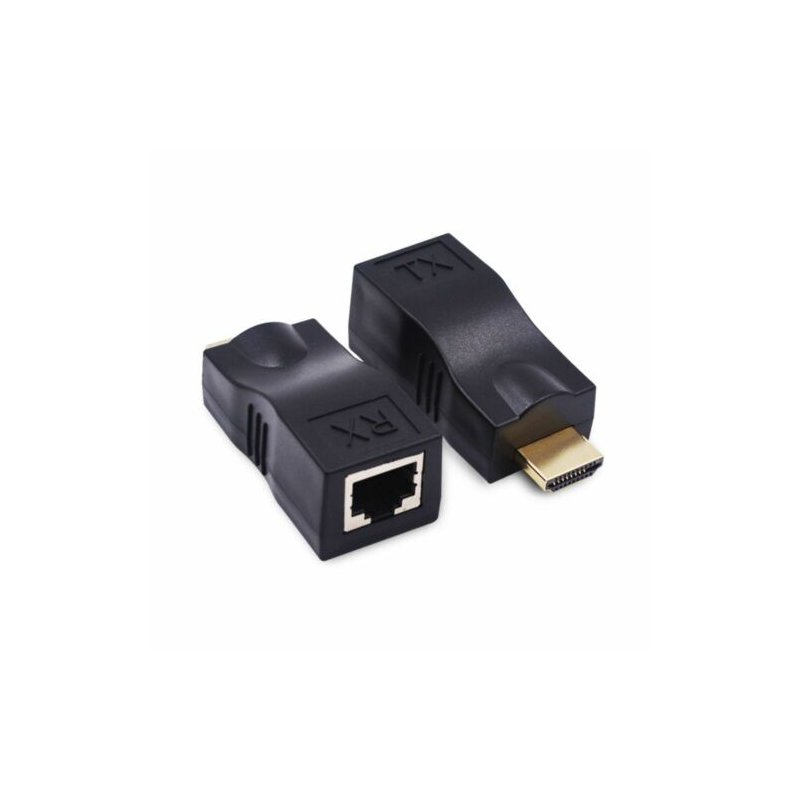 HDMI to RJ45 Extender Over Cat 5e/6 Network LAN Ethernet Adapter black