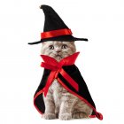 Halloween Costume Cat Cloak With Devil Horn Hat Funny Witch Cape Cute Cat Dog Clothes For Halloween Cosplay Party Suit (hat + cloak) M