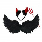 Halloween Costume Set Black Angel Wings Devil Fork Devil Horn For Children Headband Cosplay Props 3pcs/set large