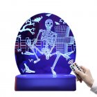 Halloween Night Light Colorful Pumpkin Skull 3D Illusion Desk Lamp Ornaments For Halloween Party Gifts Decorations