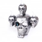 Halloween Smoke Skull Head Lamp Electronic Skull Candle Light Ornament For Halloween House Decoration Props silver