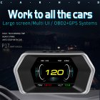 Hd Hud Head-up Display Obd2+gps Smart Meter Digital Car Speedometer Safety Alarm Water Oil Temperature Rpm With Suction Cup black