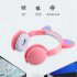 Headset Foldable Cartoon Wireless Cat Ear Headphones Light Bluetooth Headset white