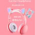 Headset Foldable Cartoon Wireless Cat Ear Headphones Light Bluetooth Headset white