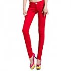 Hee Grand Women Skinny Cotton Pants Chinese M Red