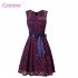 HiQueen Women s Lace Contrast Bow Cocktail Evening Dress Short Sleeve Dress Red6R03