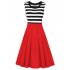 HiQueen Women s Scoop Collar Stripe Sleeve Elegant Business A line Dress