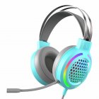 Hollow RGB Gaming Headset Wired Computer Headset Heavy Bass 7.1 Usb Headset With Microphone Blue