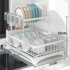 Household Removable Storage Rack Shelf 2 Tier Dish Drainer Utensil Holder