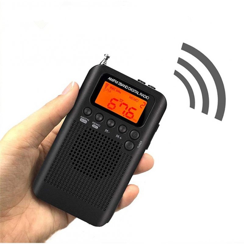Hrd-104 Pocket Am Fm Radio LCD Digital Radio-frequency Display Rechargeable Mini Stereo Radio With Driver Speaker black