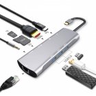Hub Adapter USB C to Hdmimi C to VGA  Rj45 3.5mm Aux Socket with SD TF Pd Plug USB3.1 Hub for Macbook Pro USB-C Hub Nine in one