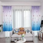 Hydrangea Printing Shading Decorative Curtain for Bedroom Living Room Short Window Drapes blue_1 * 2 meters high