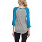 Imixcity Women Contrast Color Stitching 3/4 Sleeve T Shirt Blouse Tops