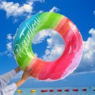 Inflatable Pool Floats Rainbow Flower Swimming Rings Water Sports Thickened Pvc Swim Tube For Outdoor Beach Pool Lake 80#(210g)
