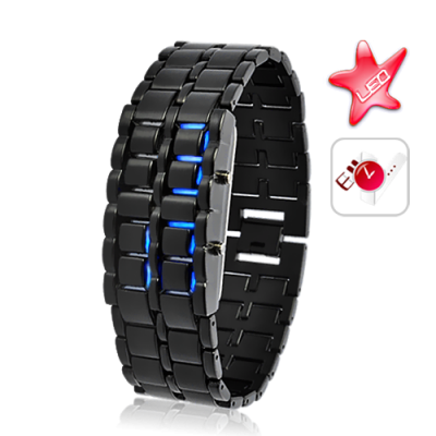 Blue LED Black Metal Watch - Dark Samurai
