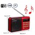 K11 FM Rechargeable Mini Portable Radio Handheld Digital FM USB TF MP3 Player Speaker Black red with battery