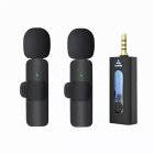 K35 Wireless Lavalier Microphone 3.5mm Round Jack Automatic Noise Reduction Lapel Mic For Camera Recording black 1 to 2