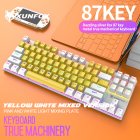 K80 Wired Mechanical  Keyboard Cyan Axis Ergonomic Design Metal Panel Luminous Desktop Computer Notebook 87-key Game Keyboard Yellow white 